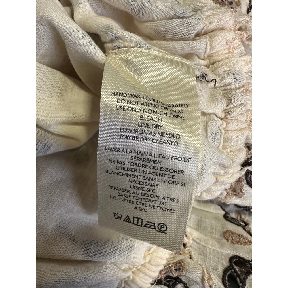 NWT By Anthropologie Embroidered Eyelet Blouse Cotton Size Medium Milkmaid Boho - Picture 7 of 16
